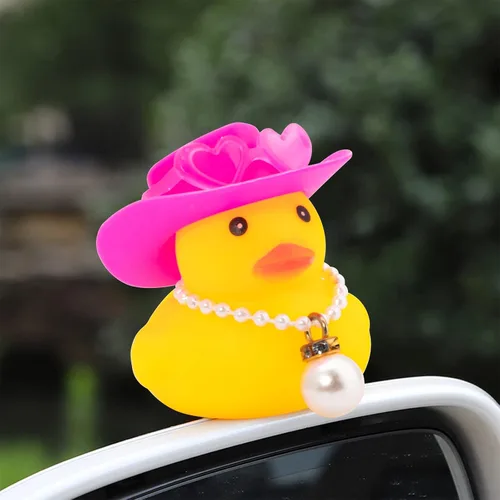 Miniatura 6 de wonuu Adornos de tablero de automóvil Pato vaquero rosa, patos de goma para adornos de automóvil con gafas de sol de color, sombrero de vaquero