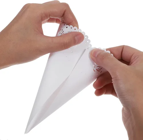 Miniatura 9 de Tofficu 20 conos de confeti blancos para bodas, conos huecos de papel rosa para flores secas, elegante soporte para ramo de flores para despedida