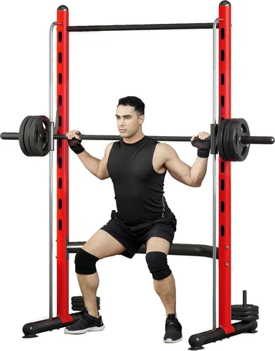 Miniatura 10 de Soozier Squat Rack with Pull-Up Bar, Adjustable Power Rack with Barbell Bar, Multi-Functional Steel Bench Press Rack for Home Gym Strength Training