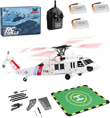 Miniatura 12 de WL K170 Helicóptero RC, 2.4G 4CH Flybarless 6-Axis Giroscopio Altitude Hovering RC Helicóptero militar con soporte de exhibición y almohadillas