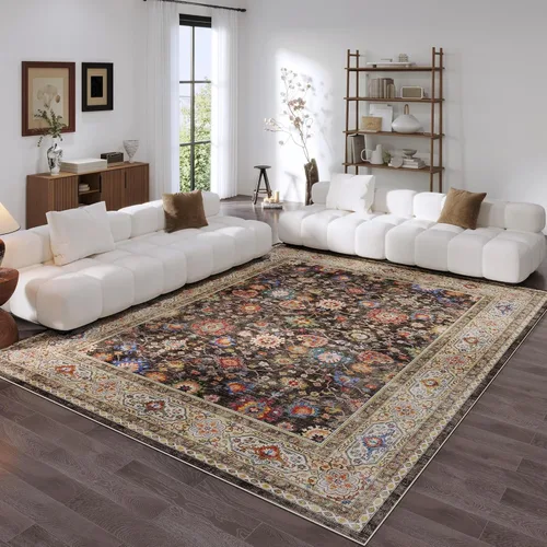 Miniatura 26 de Rugcomf Alfombra de pasillo de 2 x 6 pies, lavable, bohemio, suave, antideslizante, no desprende pelusa, lana sintética, estilo vintage para cocina