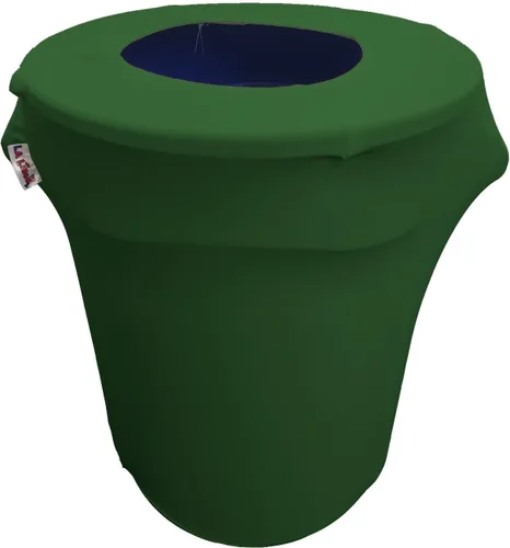 Miniatura 12 de LA Linen Cubierta para cubo de basura ajustable de elastano elástico de 32 galones, cubierta redonda para contenedor de residuos, decoración de Gris