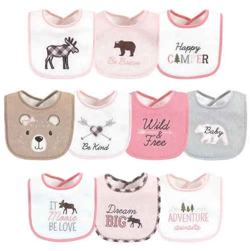 Miniatura 4 de Baberos Hudson Baby unisex de algodón de rizo con relleno de fibra, modelo Holiday Girl Sparkle, talla única