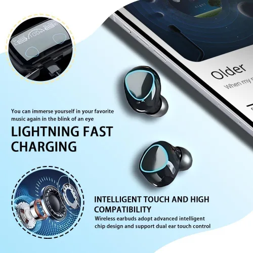 Miniatura 5 de MWRPCRDN - Auriculares inalámbricos, Bluetooth 5.3, pantalla LED de potencia, auriculares estéreo de 30 horas de reproducción, con comodidad