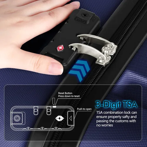 Miniatura 5 de AnyZip Maleta ligera de policarbonato ABS con 4 ruedas universales TSA Lock Azul oscuro