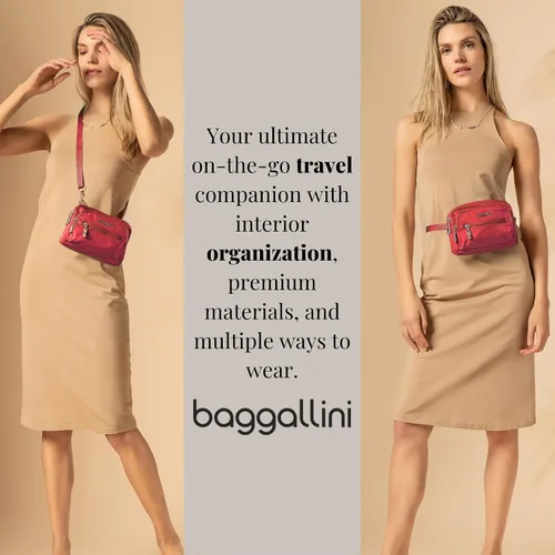 Miniatura 3 de Baggallini Bolsa cruzada pequeña con triple cremallera para mujer, 8 x 6 pulgadas, ligera, convertible