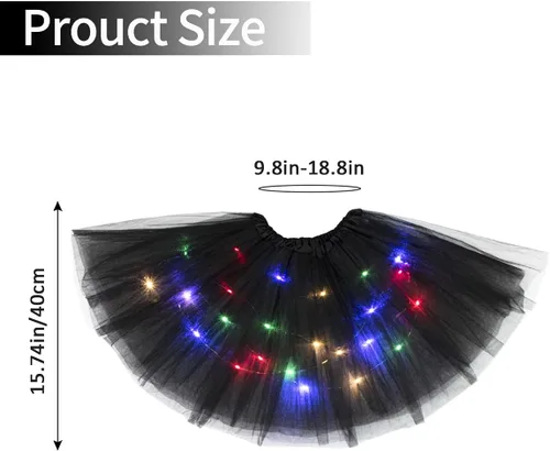 Miniatura 3 de Tutús iluminado de 3 capas para mujer, falda tutú LED para adultos y adolescentes, falda clásica elástica de ballet, disfraz de fiesta brillante
