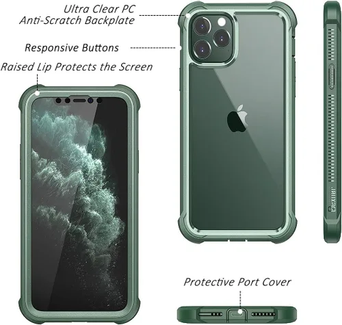 Miniatura 2 de Dexnor Funda para iPhone 11 Pro con protector de pantalla, transparente, resistente, de cuerpo completo, a prueba de golpes, parte trasera dura