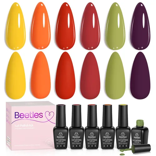 Miniatura 28 de Beetles - Juego de esmaltes de uñas en gel neón, 6 colores, rosado intenso, naranja, amarillo, verde, azul y morado, semipermanentes, uso