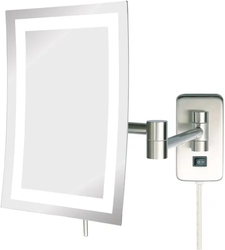 Miniatura 9 de JERDON Espejo de maquillaje rectangular para montaje en pared con aumento 5X, espejo de maquillaje iluminado con cable de alimentación de 6 pies