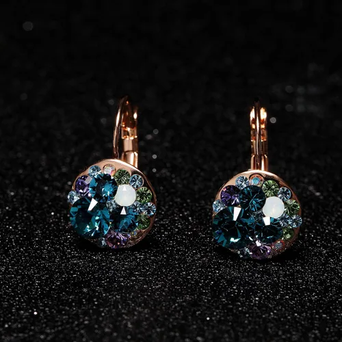 Miniatura 3 de Pendientes de aro chapados en oro de 14 quilates con cristales Swarovski multicolor para mujer