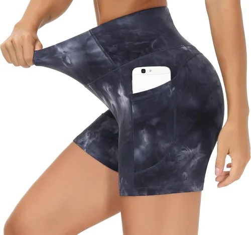 The Gym People - Pantalones cortos de yoga para mujer, con cintura alta, control de abdomen y bolsillos profundos, para gimnasia, entrenamiento