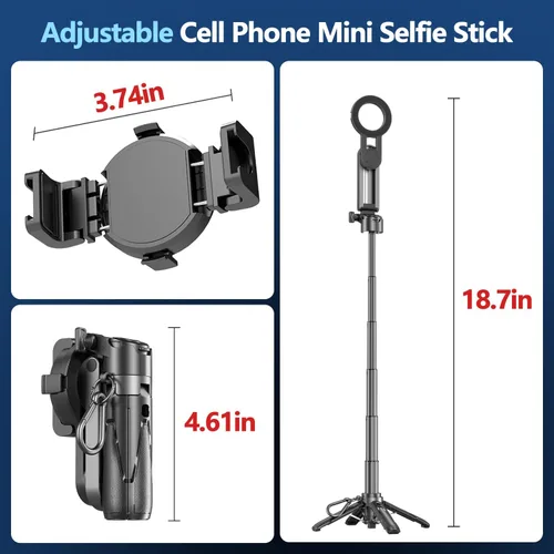 Miniatura 2 de Mag-Safe - Mini palo magnético para selfie, 4 en 1, pequeño trípode portátil de bolsillo para iPhone/Android, con clip de teléfono extraíble