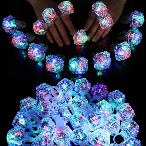 Miniatura 6 de Vicenpal Paquete de 50 anillos de luz LED intermitentes, operación de Navidad, despedida de soltera, decoración de fiesta, anillos de juguete de Luz