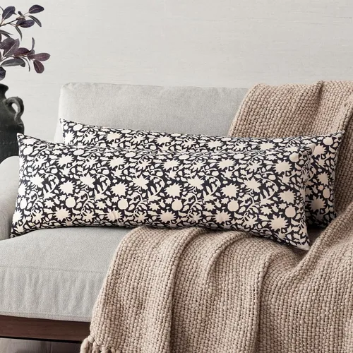 Miniatura 32 de Foindtower - Juego de 2 fundas de almohada decorativas con flores neutras estilo farmhouse, fundas de almohada boho para sofá, sofá cama