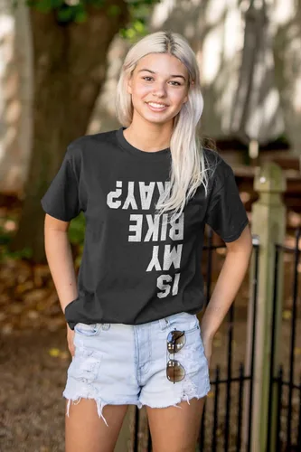Miniatura 6 de Brisco Brands Camiseta gráfica de motociclista con texto en inglés "Is My Bike Okay" para hombre o mujer