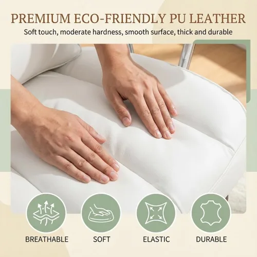 Miniatura 5 de Silla de oficina grande y alta de 400 libras, silla de escritorio ejecutiva resistente con reposapiés, silla ergonómica de piel sintética con Blanco