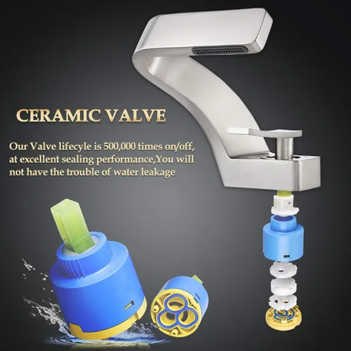 Miniatura 6 de becola Grifo de Cascada para Lavabo de Baño, Grifo Mezclador de Agua Caliente y Fría de Latón Macizo con Mango Individual, Grifo para Lavabo