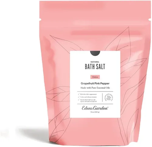 Edens Garden Natural Detox Bath Salt Soak – Mezcla de pimienta rosa pomelo con aceites esenciales puros, Epsom, sal del mar muerto y magnesio – para