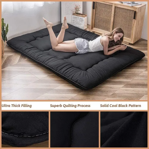 Miniatura 4 de MAXYOYO Colchón de piso japonés, colchón tipo futón, colchón de tatami grueso de 4" de grosor, colchoneta plegable y enrollable, colchón para niños