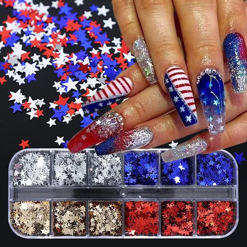 Miniatura 8 de 12 rejillas de lentejuelas de uñas con purpurina, lentejuelas de uñas de acrílico 3D holográficas, copos de uñas de sirena irregulares, lentejuelas