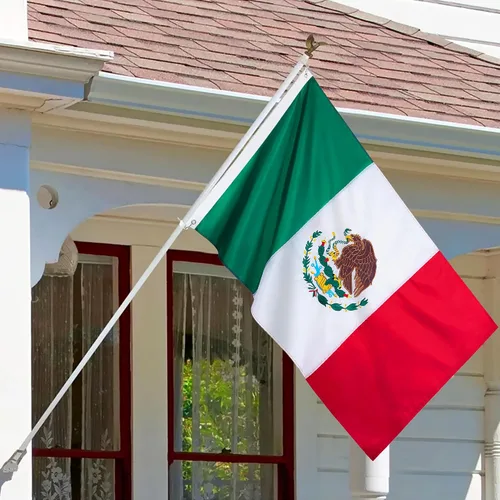 Miniatura 5 de Bandera de México de 3 x 5 pies para exteriores, nailon resistente, rayas cosidas, a prueba de decoloración, de larga duración, bandera nacional