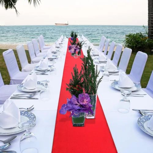 Miniatura 5 de 24 caminos de mesa de satén de 12 x 108 pulgadas de largo, camino de mesa de seda para bodas, fiestas de cumpleaños, ceremonias, banquetes, Rojo