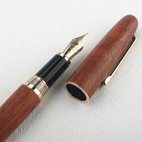 Miniatura 2 de Jinhao 9036 Natural Wood Vintage Fountain Pen Ink Pen (Fine Nib 0.5mm, Oak wood)