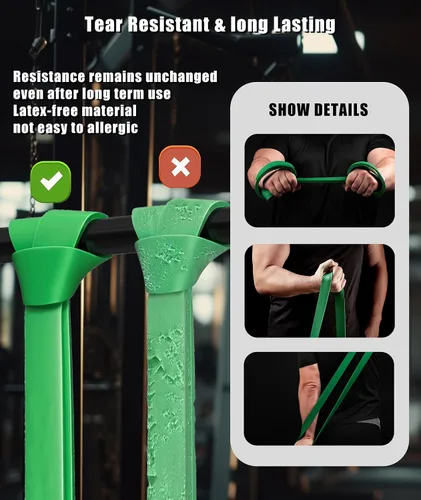 Miniatura 3 de Bandas de resistencia para entrenamiento, juego de bandas de ejercicio de 5 niveles, bandas de asistencia para dominadas, entrenamiento de fuerza