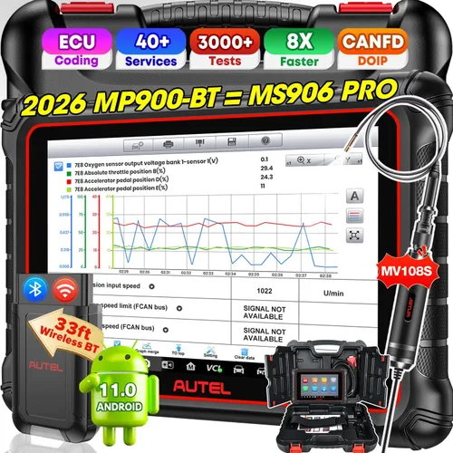 Autel Maxisys MS906BT autopartes, herramienta escáner y diagnóstico de OBD2, con chequeo del sistema de monitoreo de presión de las ruedas [TPMS],