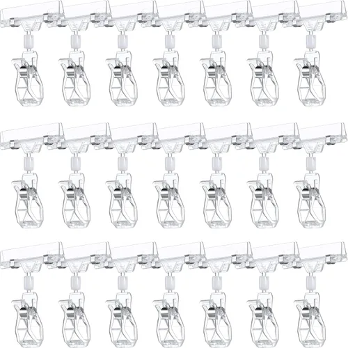 Miniatura 8 de Honeydak 50 clips de plástico giratorios para letreros con diseño de rótula de doble clip, para estantes minoristas, tiendas, supermercados