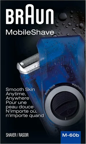 Braun Maquinilla de afeitar eléctrica para hombres, máquina de afeitar eléctrica móvil M60b, lavable