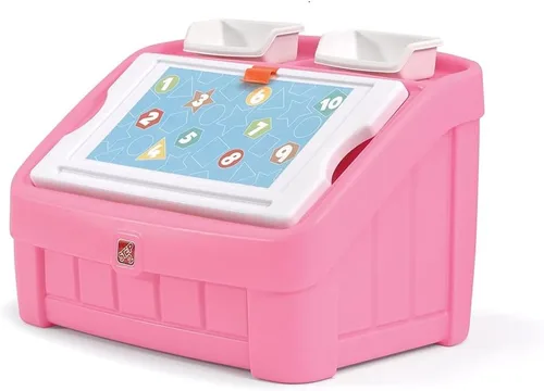Miniatura 10 de Step2 Caja de juguetes y tapa de arte 2 en 1, contenedor y organizador de juguetes para niños, caballete y cofre en uno, hecho de plástico duradero
