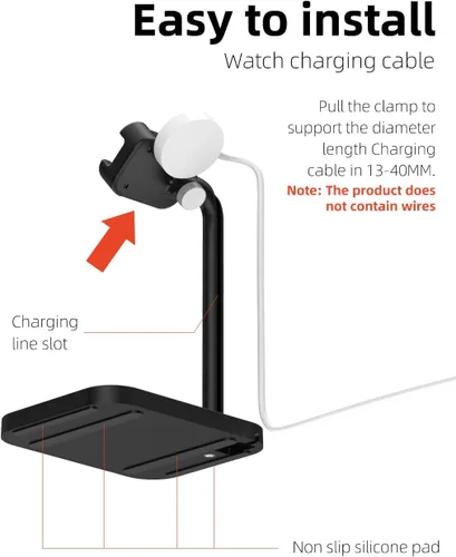 Miniatura 5 de Base de carga universal ajustable para reloj inteligente con soporte telescópico, compatible con Samsung Galaxy, Google Pixel, Huawei, Garmin