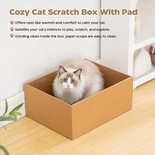 Miniatura 5 de Avont Juego de 3 rascadores de cartón para gatos de interior, rascador corrugado para gatos con almohadilla reversible para rascar, caja de arañazos