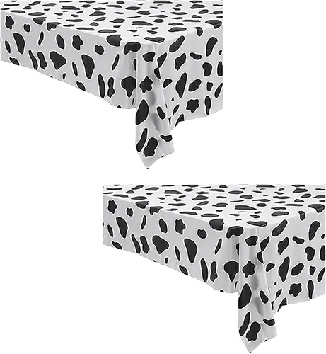 Miniatura 2 de Yansanido 2 manteles desechables de plástico con estampado de vaca en blanco y negro, mantel de 108 x 54 pulgadas, para fiesta, baile y picnic Rayas