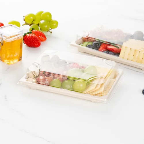 Miniatura 8 de Restaurantware Solo tapas: tapas de plástico Foil Lux para bandeja mediana de sushi 100 tapas rectangulares para platos de bagazo - Bandejas se