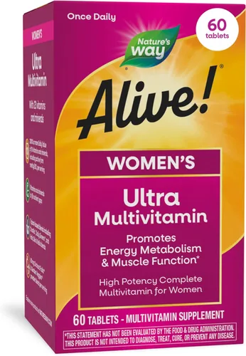 Nature's Way Alive! Multivitaminas diarias ultra para mujer, fórmula de alta potencia, promueve el metabolismo de la energía y la función muscular*,