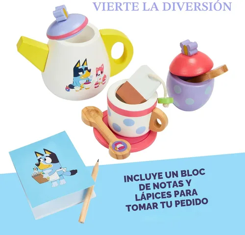 Miniatura 5 de 8th Wonder Bluey Toys - Juego de Fiesta de Té de Madera, Juego de Té Duradero de 18 Piezas con Bandeja, Tetera, Cucharaditas y Más, Juego