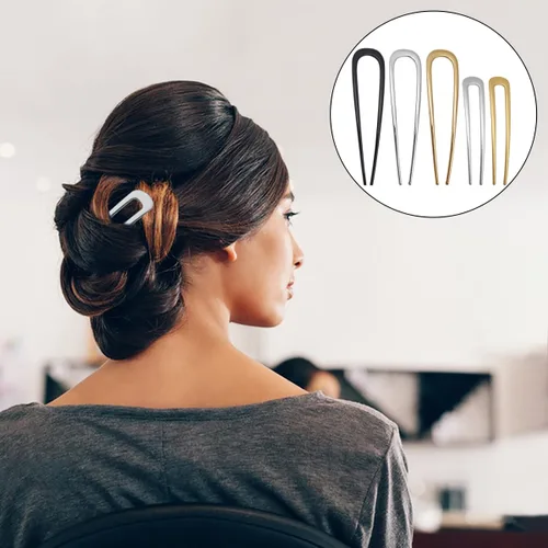 Miniatura 6 de 5 horquillas de metal francés para mujeres y niñas, 5.5 pulgadas y 3.9 pulgadas, horquillas de pelo en forma de U para moños, accesorios de peinado