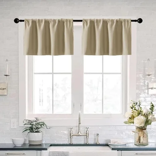 Miniatura 30 de XTMYI Cortinas de tela impermeable de 30 pulgadas para ventana de baño, cocina, mini ducha, pequeños paneles de cortina opacas cortos, juego de 2