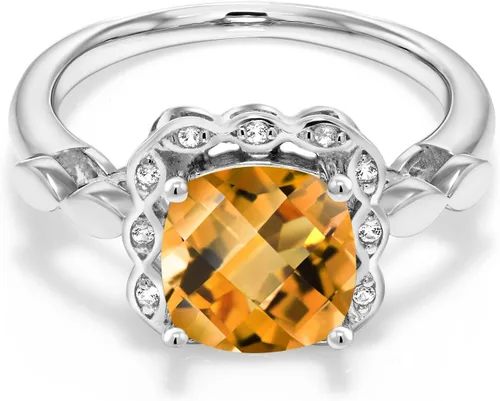 Miniatura 139 de Gem Stone King Anillo de compromiso de plata de ley 925 de 0.315 in con piedra natal y zafiro blanco creado Anillo de compromiso de boda