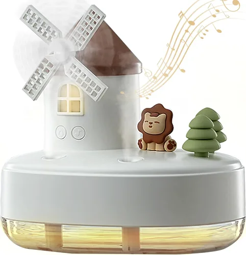 Miniatura 7 de Humidificadores ultrasónicos para dormitorio y oficina, humidificador de niebla fría con caja de música, humidificador de viento giratorio para bebé