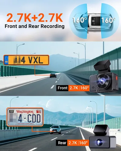 Miniatura 10 de Vantrue Cámara de tablero E2 delantera y trasera, cámara trasera de 2.7 K, STARVIS dual, cámara de tablero de 2.7K + 2.7K para automóviles, control