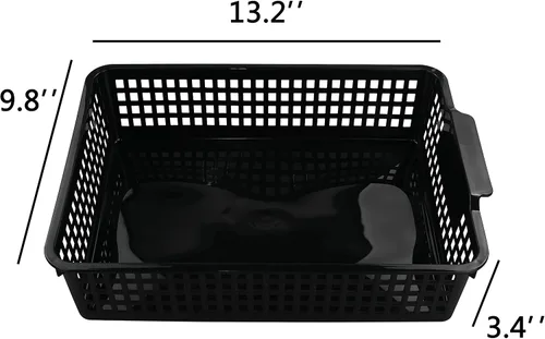 Miniatura 2 de Begale Paquete de 6 cestas de almacenamiento de escritorio para suministros de oficina, organizador de archivos, cartas y documentos, color negro
