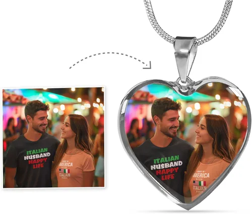 Miniatura 5 de Collar de corazón de plata con foto personalizada pon tu imagen favorita en esta joyería con tu mensaje personalizado grabado como un regalo