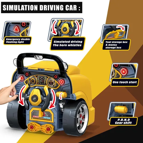 Miniatura 3 de MUGEYMYD Juguete de Motor de Camión Grande para Niños de 3-5 Años, Vehículo de Motor Desmontable de Juego de Simulación con Luz y Sonido, Set