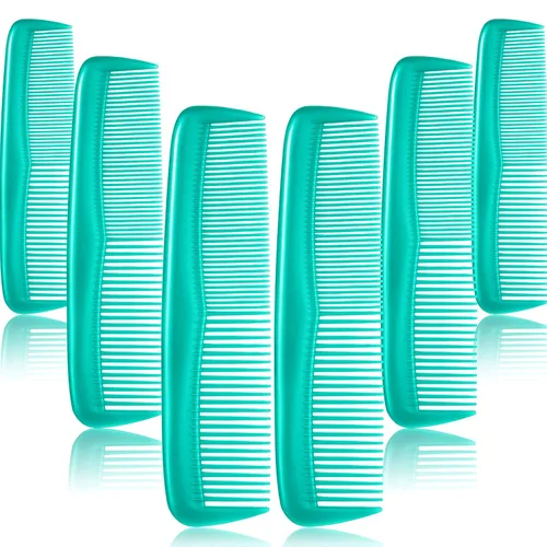 Leinuosen Juego de 12 piezas de peines de bolsillo de plástico de dientes finos para peinado para mujeres y hombres, Peines para cabello (Cian-azul)