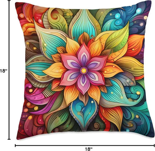 Miniatura 4 de Boho Flower Designs Groovy - Cojín psicodélico retro con diseño de flores de hibisco, 18 x 18 pulgadas, multicolor
