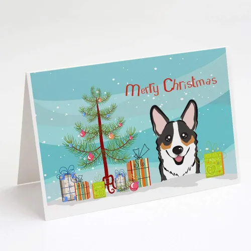 Miniatura 35 de Caroline's Treasures BB1616GCA7P - Tarjetas de felicitación y sobres de árbol de Navidad y sabueso afgano, paquete de 8 tarjetas en blanco
